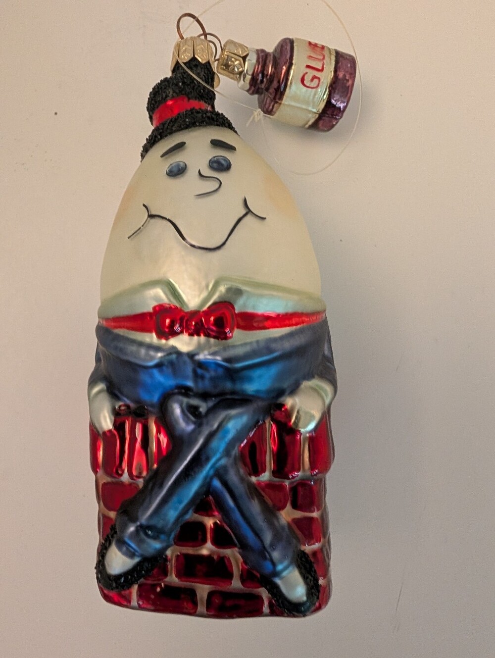 Vintage Humpty Dumpty Hand Blown Glass Ornament.